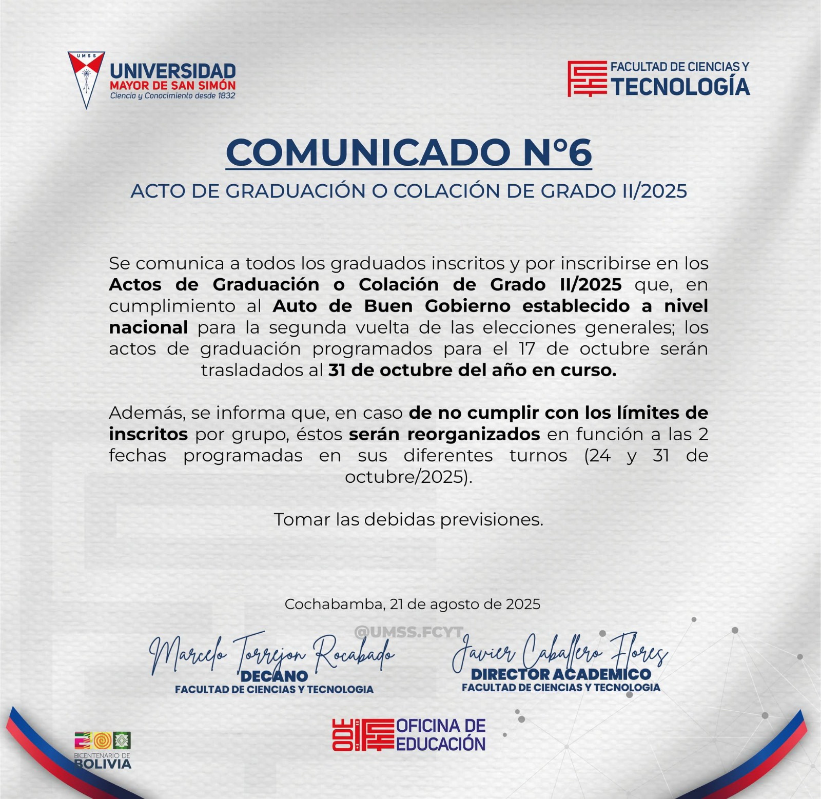 http://sagaa.fcyt.umss.edu.bo/imgs/comunicadoActoColacion06_2-2025.jpg